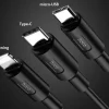 cáp sạc điện thoại 3 đầu cao cấp HOCO X25 lightning, micro-USB, type-C