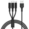 cáp sạc điện thoại 3 đầu cao cấp HOCO X25 lightning, micro-USB, type-C