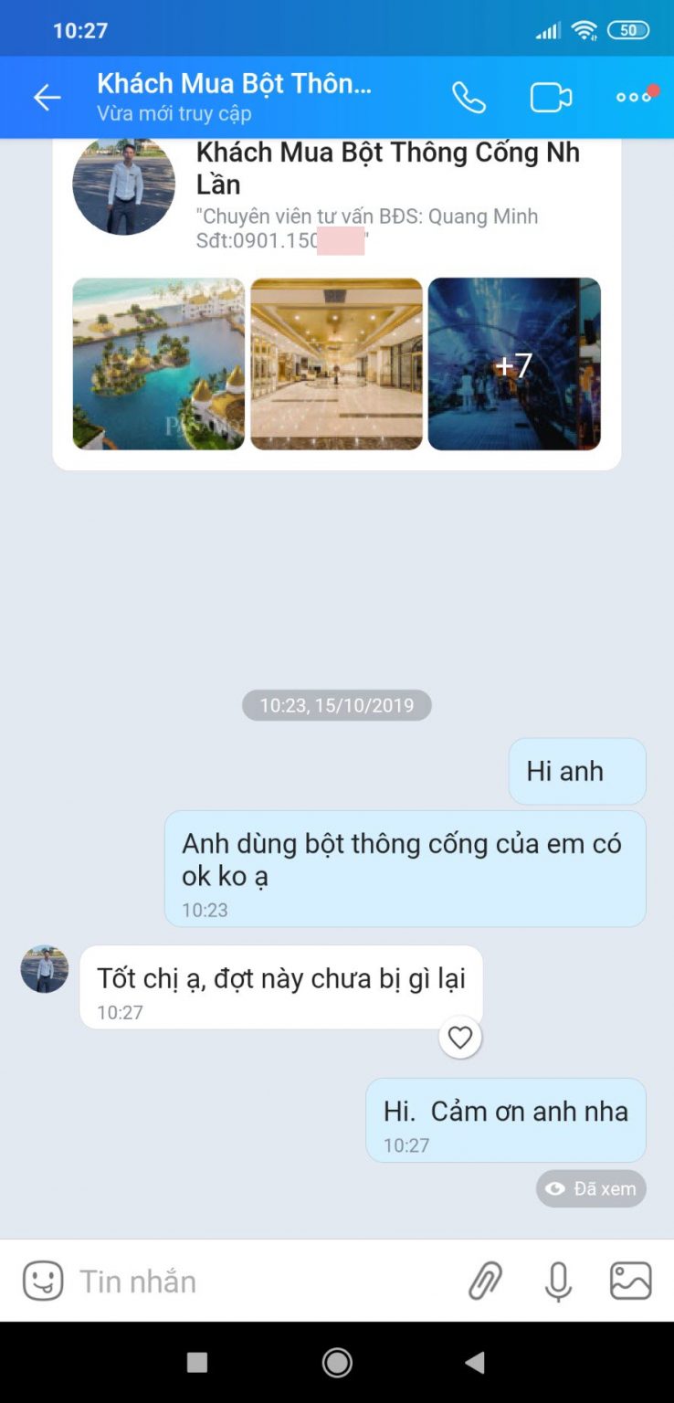 nhận xét của khách hàng mua bột thông cống đà nẵng