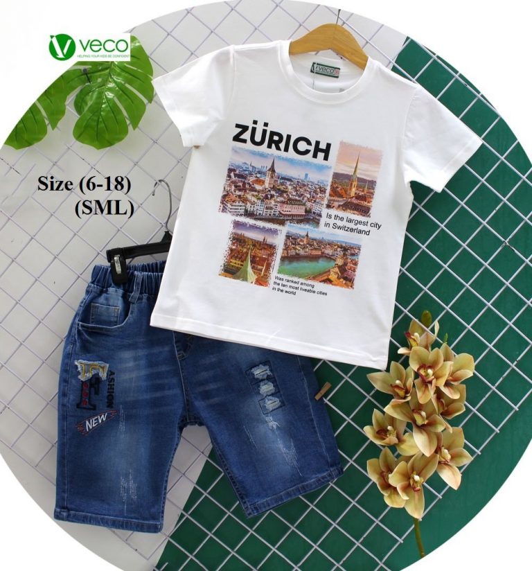 bộ quần jeans phối áo thun