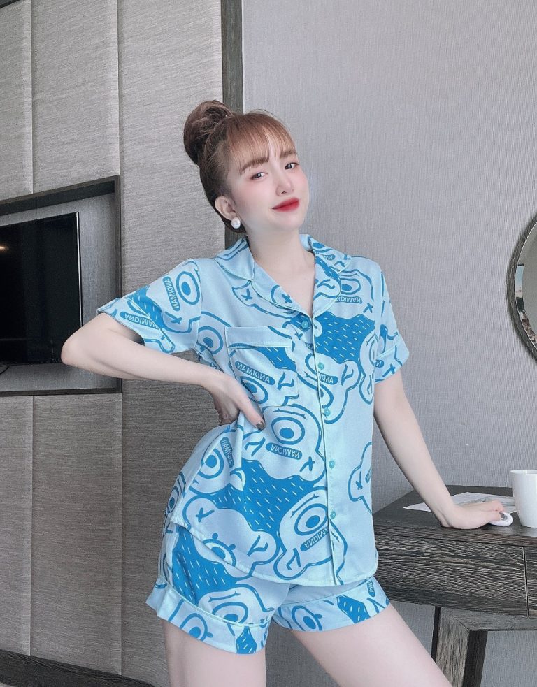 Bộ đùi pijama lụa mango họa tiết DT - Ảnh 5