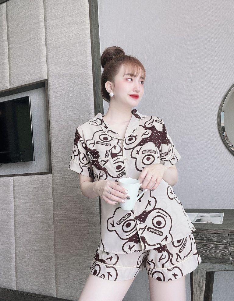 Bộ đùi pijama lụa mango họa tiết DT - Ảnh 8