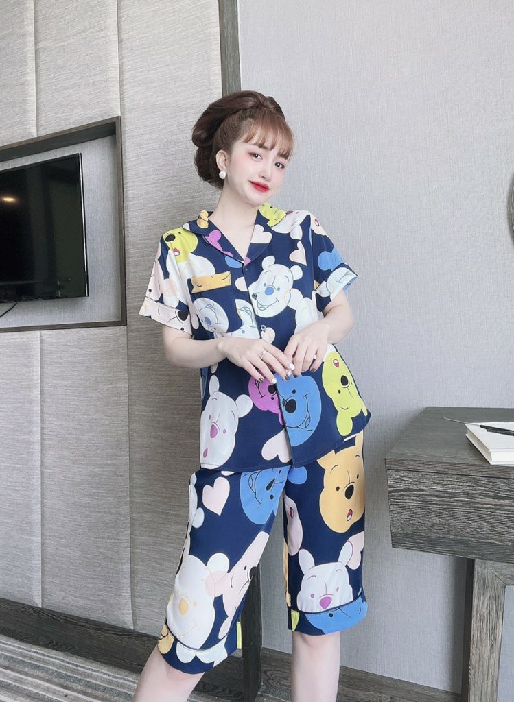 Bộ lửng pijama lụa mango họa tiết DT - Ảnh 7