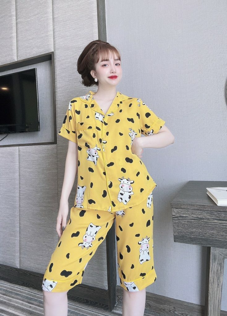 Bộ lửng pijama lụa mango họa tiết DT - Ảnh 8