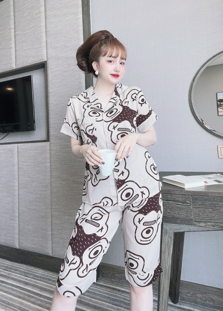 Bộ lửng pijama lụa mango họa tiết DT - Ảnh 9