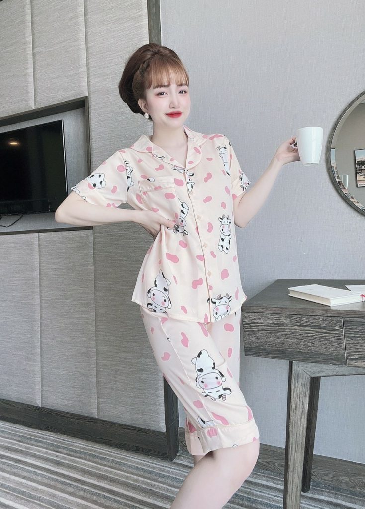 Bộ lửng pijama lụa mango họa tiết DT - Ảnh 10