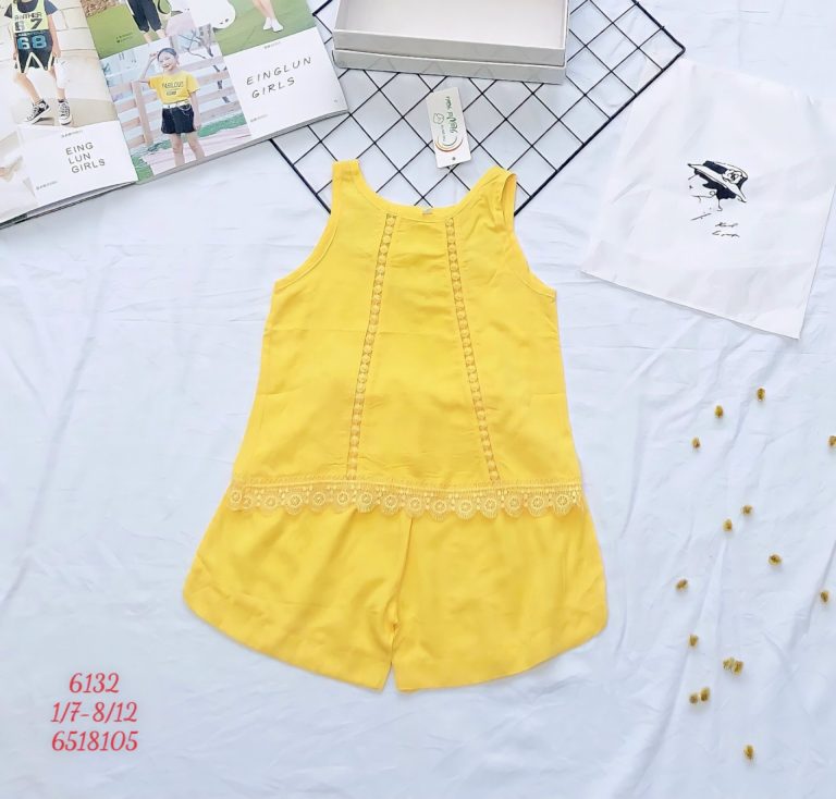 Bộ đùi lanh bé gái sát nách phối ren - Ảnh 5
