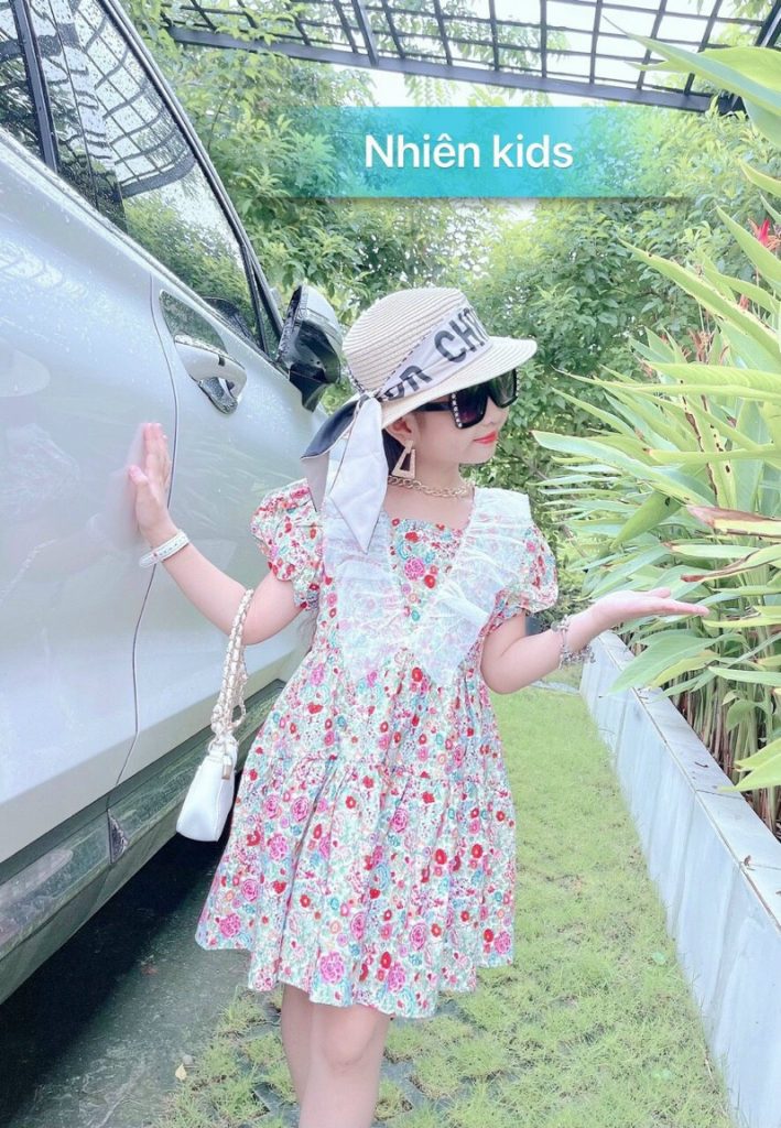 Váy Hoa Nhí BG Phối Ren Chữ V - Ảnh 4