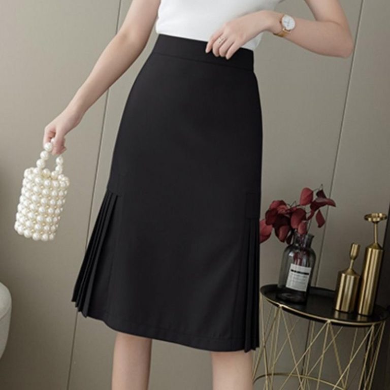 Váy công sở xếp ly hai bên - Ảnh 3