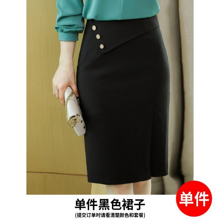 Chân Váy bút chì vạt chéo nút đồng - Ảnh 3