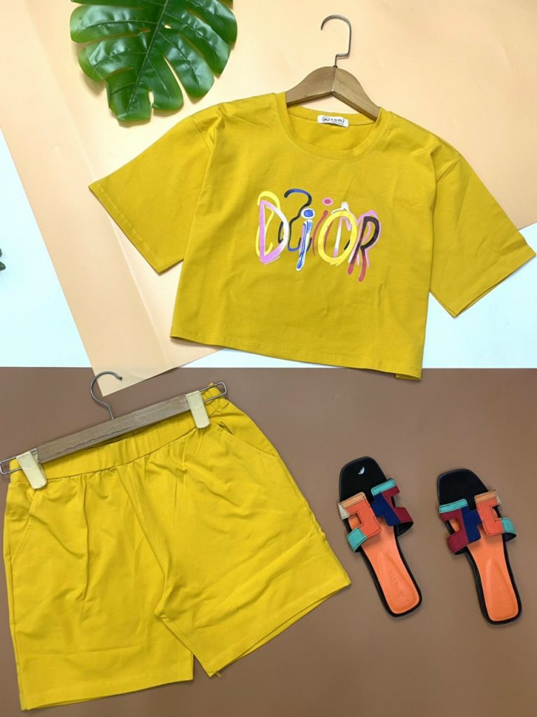 Bộ đùi thun thái croptop dior - Ảnh 6