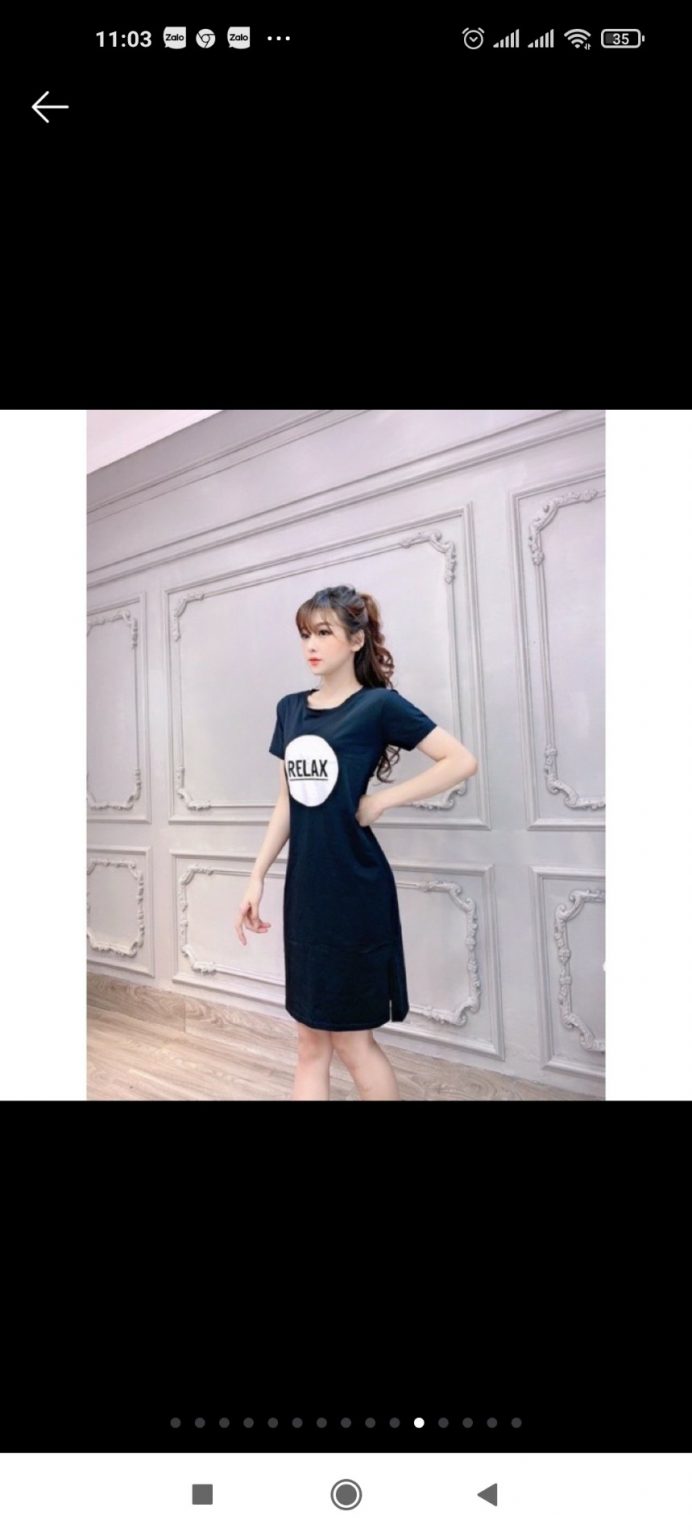 Đầm Suông thun thái màu đen - Ảnh 5