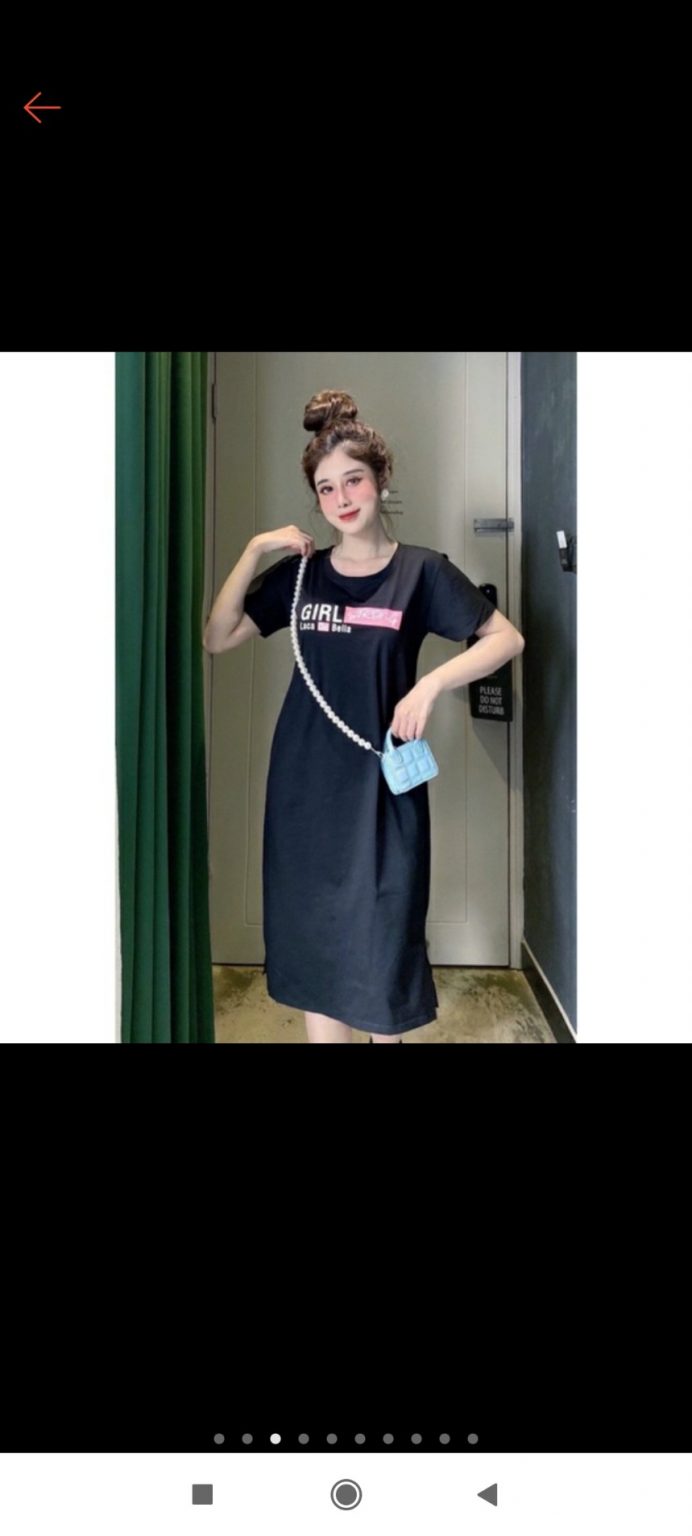 Đầm Suông thun thái màu đen - Ảnh 4