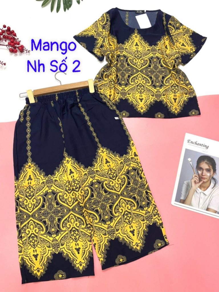 Đồ bộ mặc nhà Bộ lửng lụa mango thổ cẩm trung niên - Ảnh 2