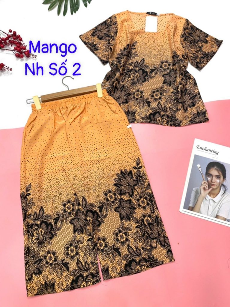 Đồ bộ mặc nhà Bộ lửng lụa mango thổ cẩm trung niên - Ảnh 4