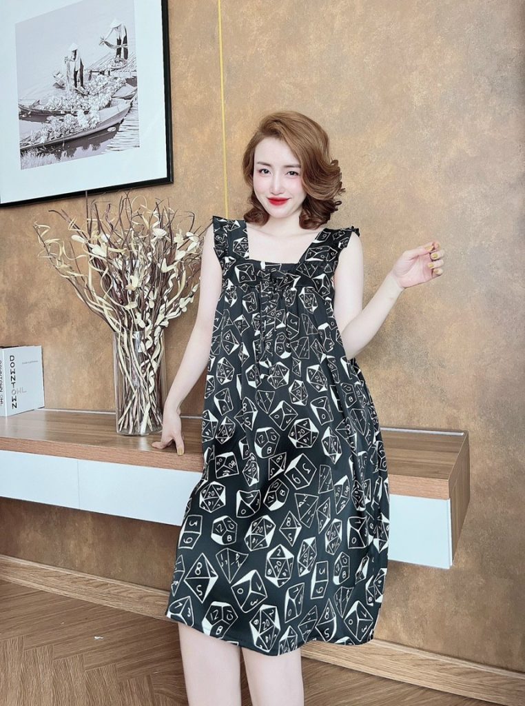 Đầm lụa mango dây phối bèo - Ảnh 2