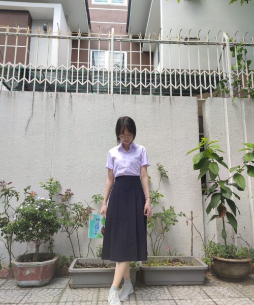 Chân váy học sinh xếp ly A trơn cấp 2