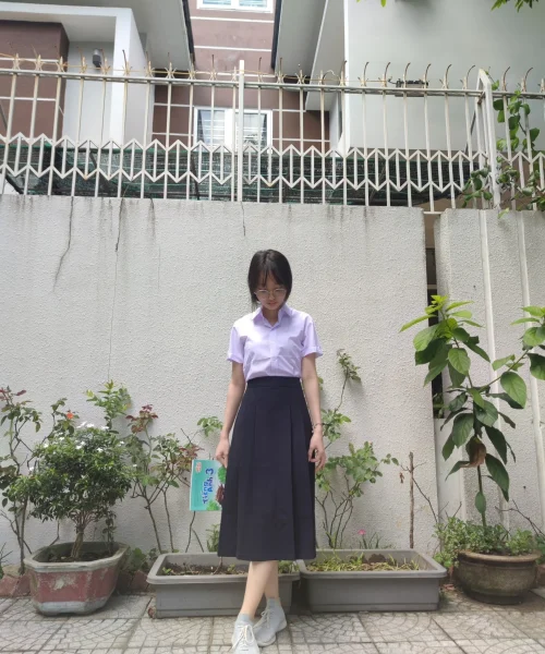 Chân váy học sinh xếp ly A trơn cấp 2