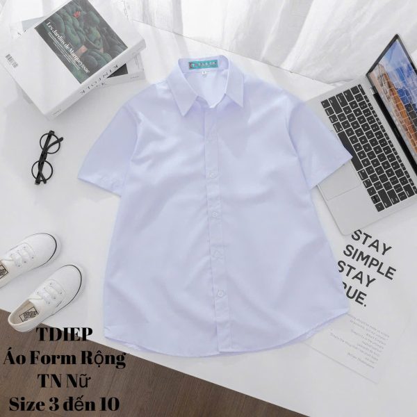 Đồng phục học sinh nữ cấp 2,3 - Áo sơ mi tay ngắn, tay lỡ, tay dài cao cấp - Ảnh 4