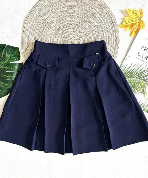 Đồng phục nữ sinh cấp 1,2 – Chân váy 2 nắp túi xếp ly cao cấp – Danangsale
