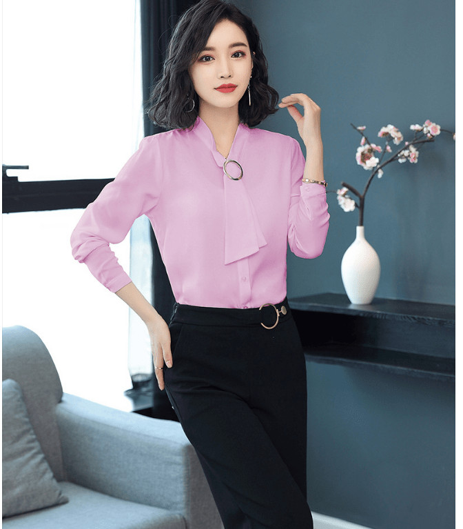 kiểu áo sơ mi cổ thắt nơ nữ đẹp