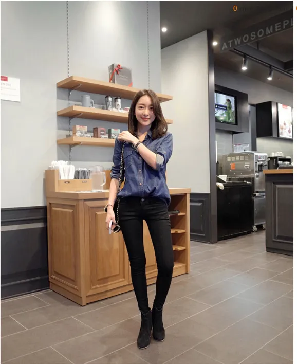 áo sơ mi jean nữ dài tay