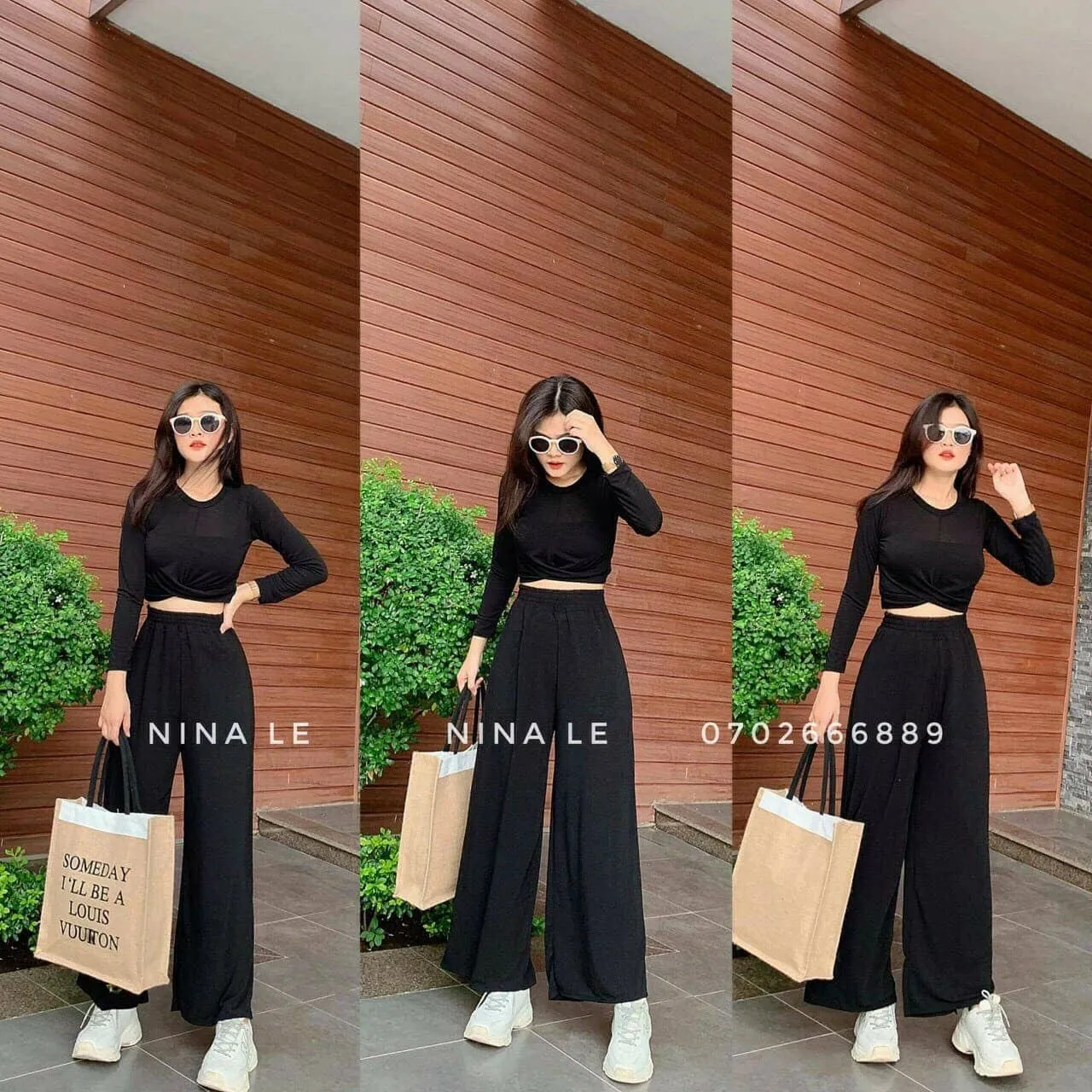 các kiểu đồ bộ ống rộng đẹp phối áo croptop