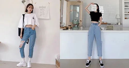 áo croptop mặc với quần baggy
