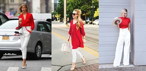 áo màu đỏ nên kết hợp với quần màu trắng