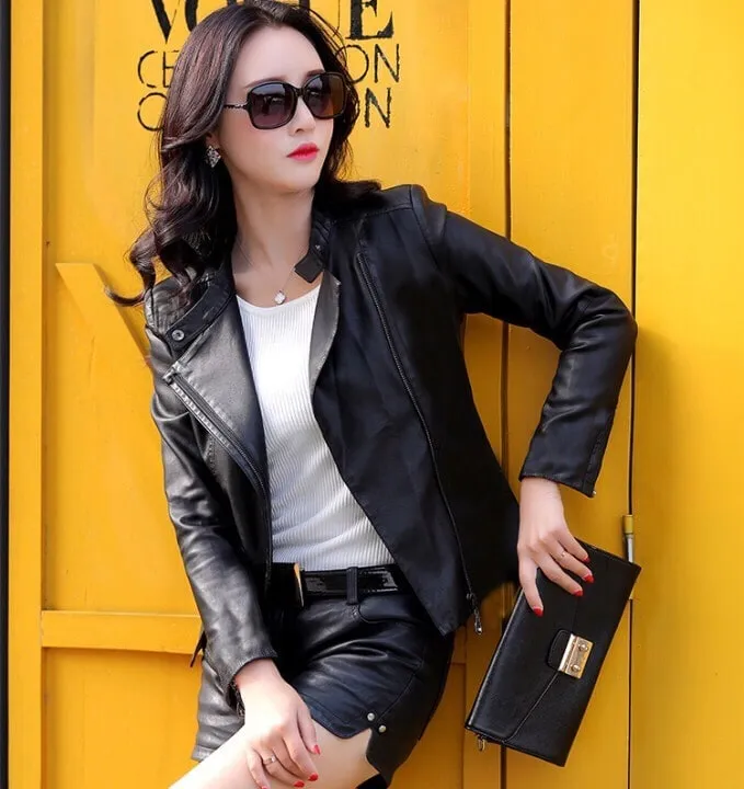 áo khoác da là trang phục cá tính hàng đầu cho nữ