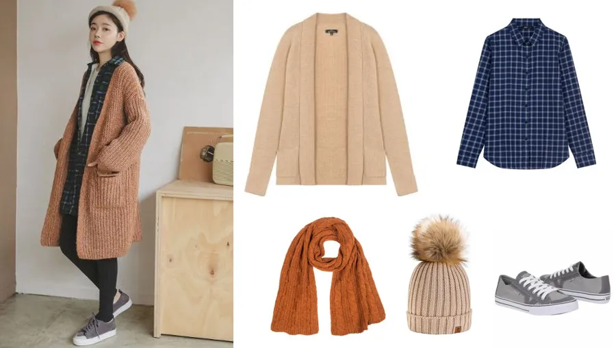 ao20len20cardigan20dai20ket20hop20ao20so20mi20nu áo len kết hợp sơ mi nữ cho mùa thu đông