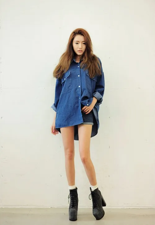 áo sơ mi denim oversize
