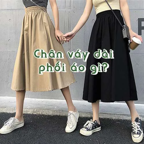 chân váy dài phối áo gì