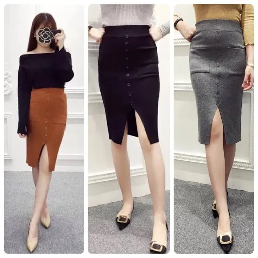 chân váy ôm xẻ tà