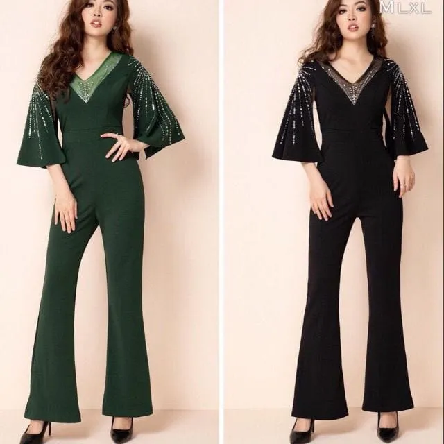 jumpsuit dài ống loe