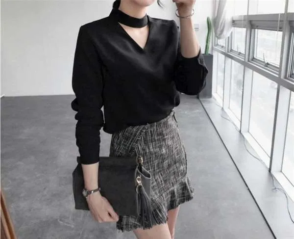 các kiểu cổ áo sơ mi đẹp cổ choker