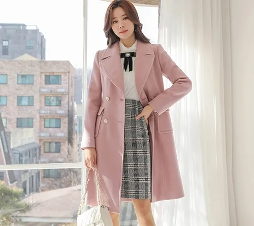 mix đồ mùa đông hàn quốc với áo khoác dạ