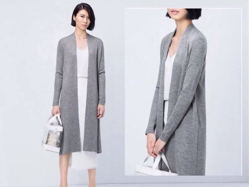 mix đồ mùa đông với chân váy và áo cardigan