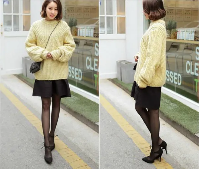 mix đồ mùa đông với chân váy và phụ kiện