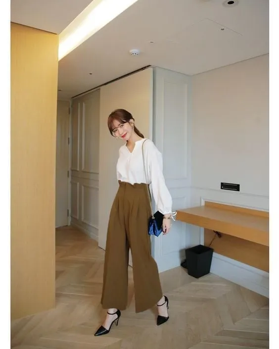 mix20quan20culottes20voi20ao20so20mi20nu mix quần culottes với áo sơ mi