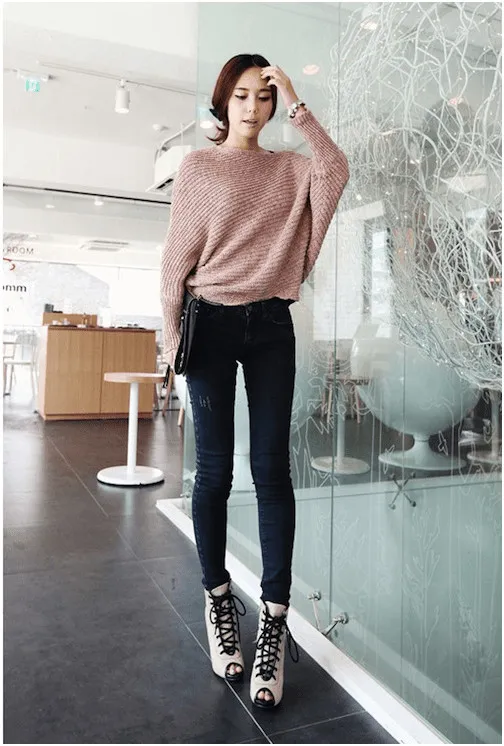 quần skinny với áo len