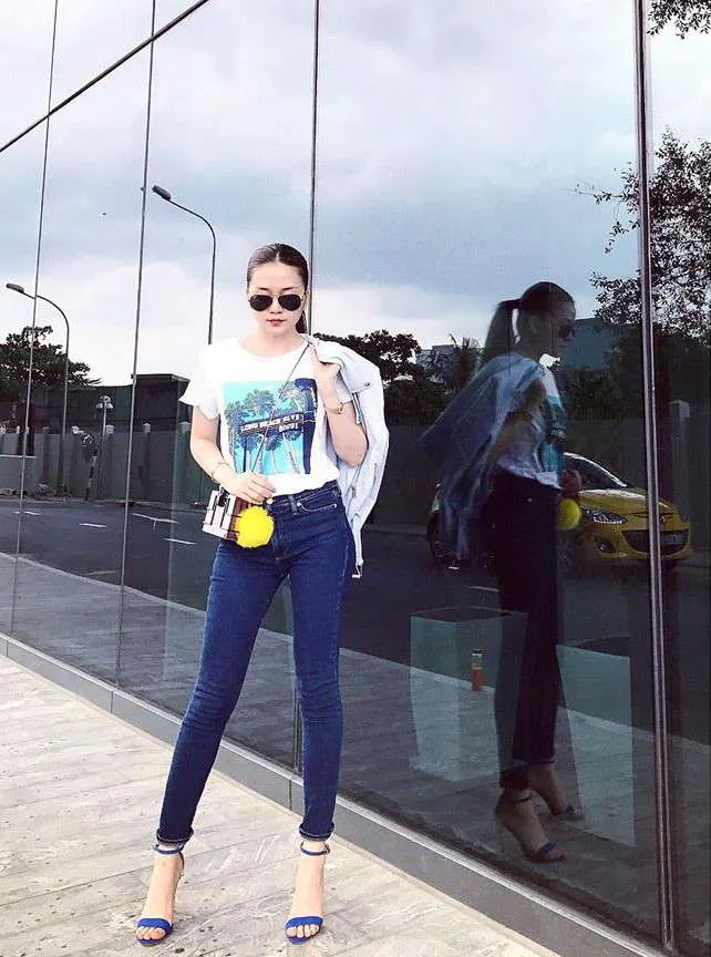 quần skinny kết hợp áo thun
