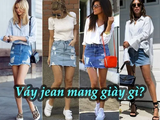 váy jean mang giày gì