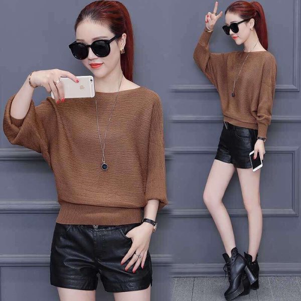 Áo len cánh dơi tay bo lửng - Ảnh 5
