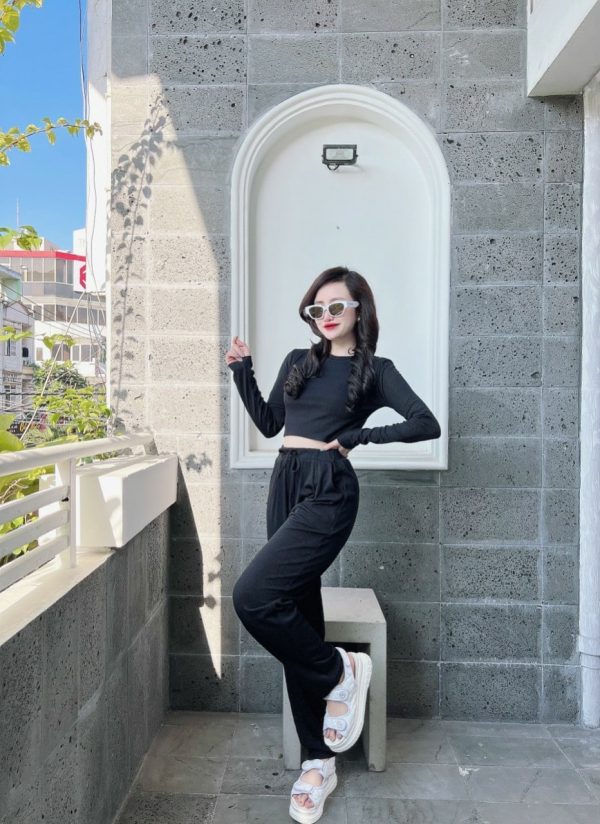 Bộ croptop thun tăm - Ảnh 2