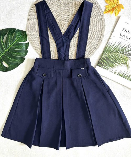 Đồng phục nữ sinh cấp 1,2 - Yếm 2 nắp túi lụa cao cấp