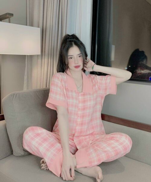 Bộ Pijama cổ bèo họa tiết
