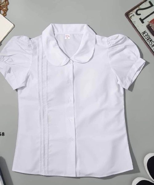 Áo sơ mi bé gái tay ngắn phồng