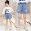 Thời trang trẻ em - Quần đùi jean đính nơ bé gái