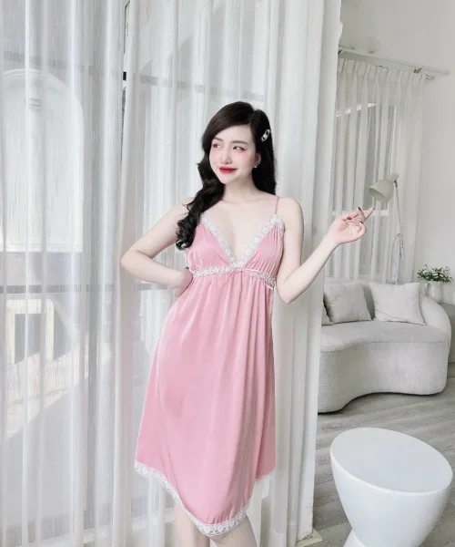 Đầm ngủ 2 Dây Phối Ren